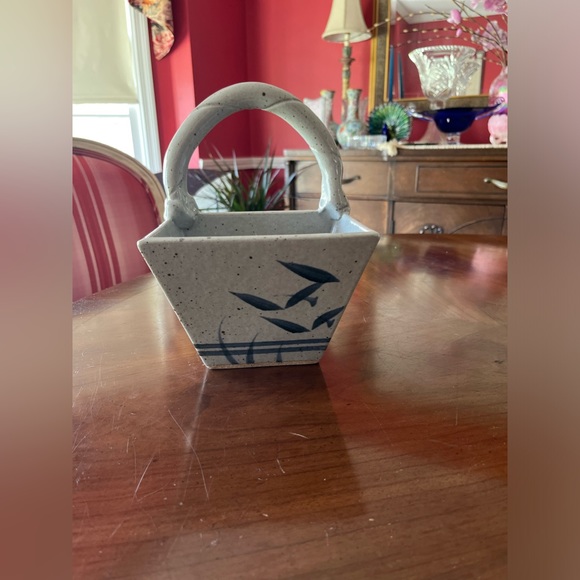 Like New! Vintage Stoneware speckled glaze Pocket Planter or Tabletop Decor - Picture 3 of 10